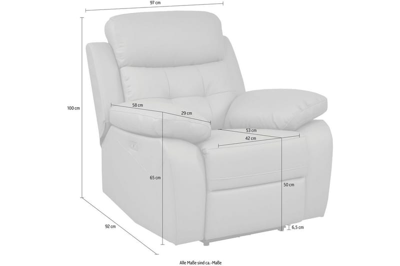 Recliner-nojatuoli Loft24 Nojatuoli Lannilis vaaleanharmaa, PU/puu/metalli, sähkötoiminen lepotuoli Ljusgrå - Huonekalut - Tuoli & nojatuoli - Nojatuoli & lepotuoli - Mekanismituoli