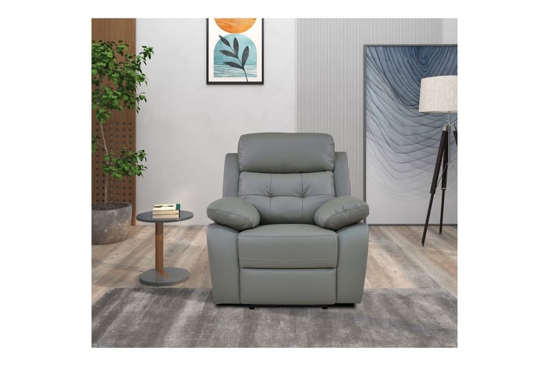 Recliner-nojatuoli Loft24 Nojatuoli Lannilis vaaleanharmaa, PU/puu/metalli, sähkötoiminen lepotuoli Ljusgrå - Huonekalut - Tuoli & nojatuoli - Nojatuoli & lepotuoli - Mekanismituoli