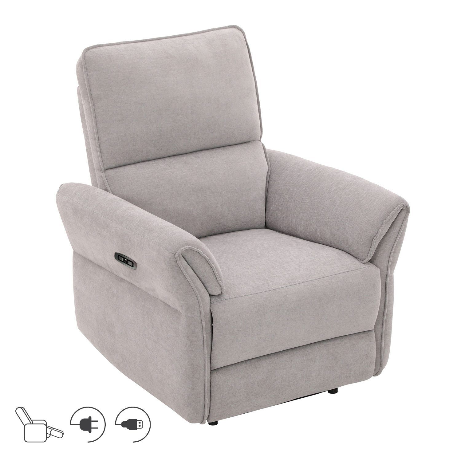 Recliner-nojatuoli Ravdal sähköisellä mekanismilla - harmaa