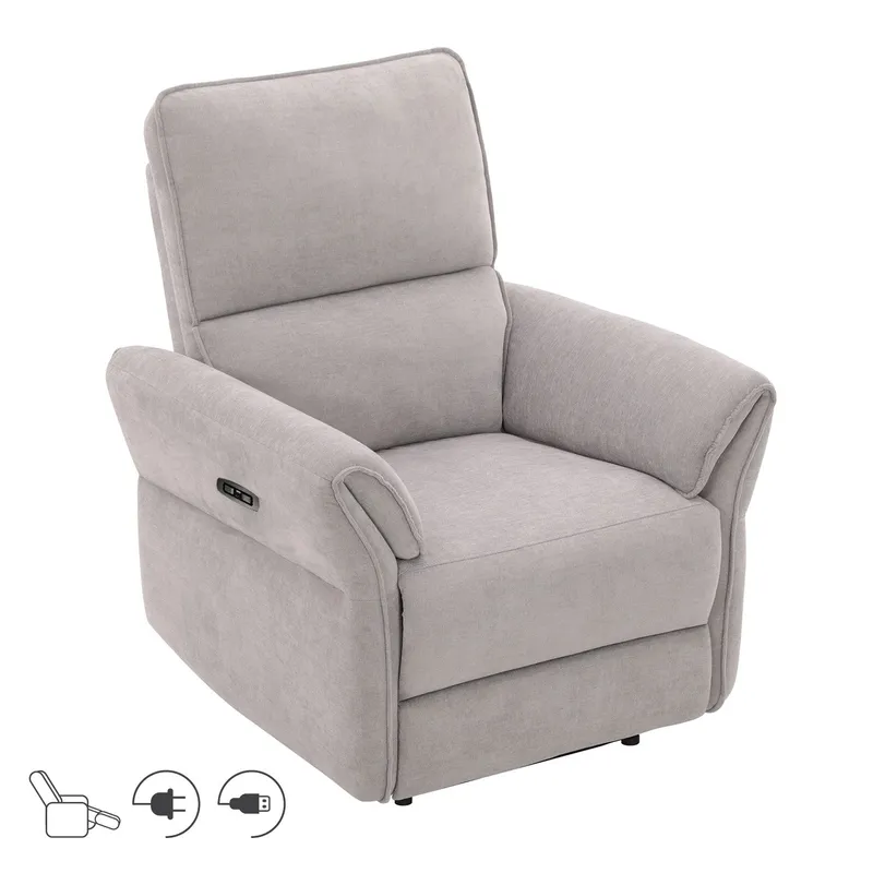 Recliner-nojatuoli Ravdal sähköisellä mekanismilla, harmaa