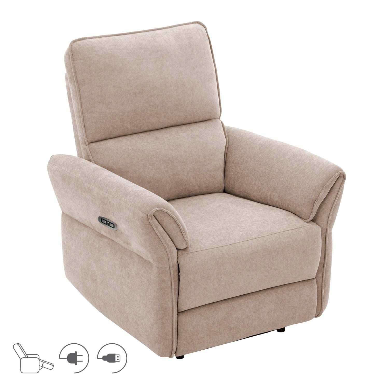 Recliner-nojatuoli Ravdal sähköisellä mekanismilla - vaaleanruskea