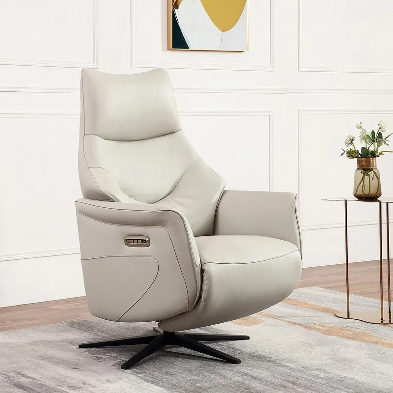 Recliner-nojatuoli Rosdal sähköisellä mekanismilla - beige nahka - Huonekalut - Tuoli & nojatuoli - Nojatuoli & lepotuoli - Mekanismituoli