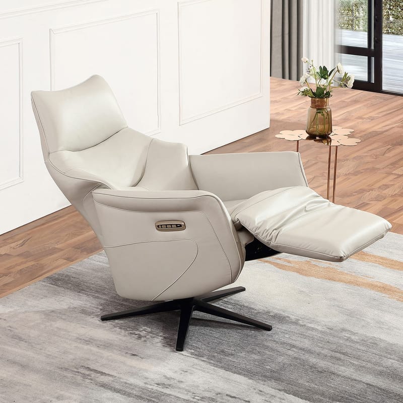 Recliner-nojatuoli Rosdal sähköisellä mekanismilla - beige nahka - Huonekalut - Tuoli & nojatuoli - Nojatuoli & lepotuoli - Mekanismituoli
