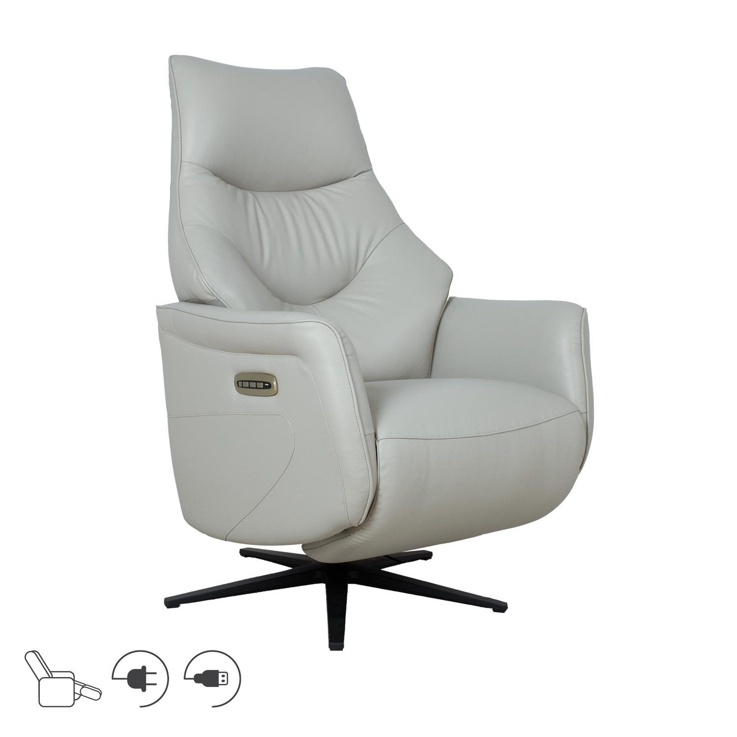 Recliner-nojatuoli Rosdal sähköisellä mekanismilla - beige nahka