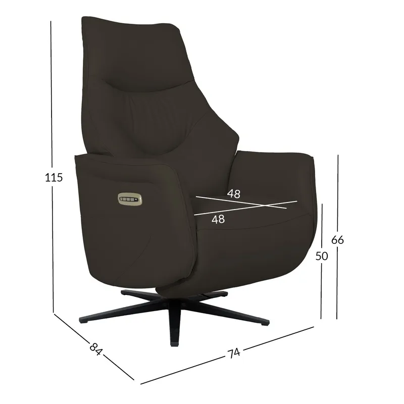 Recliner-nojatuoli Rosdal sähköisellä mekanismilla - ruskea nahka - Huonekalut - Tuoli & nojatuoli - Nojatuoli & lepotuoli - Mekanismituoli