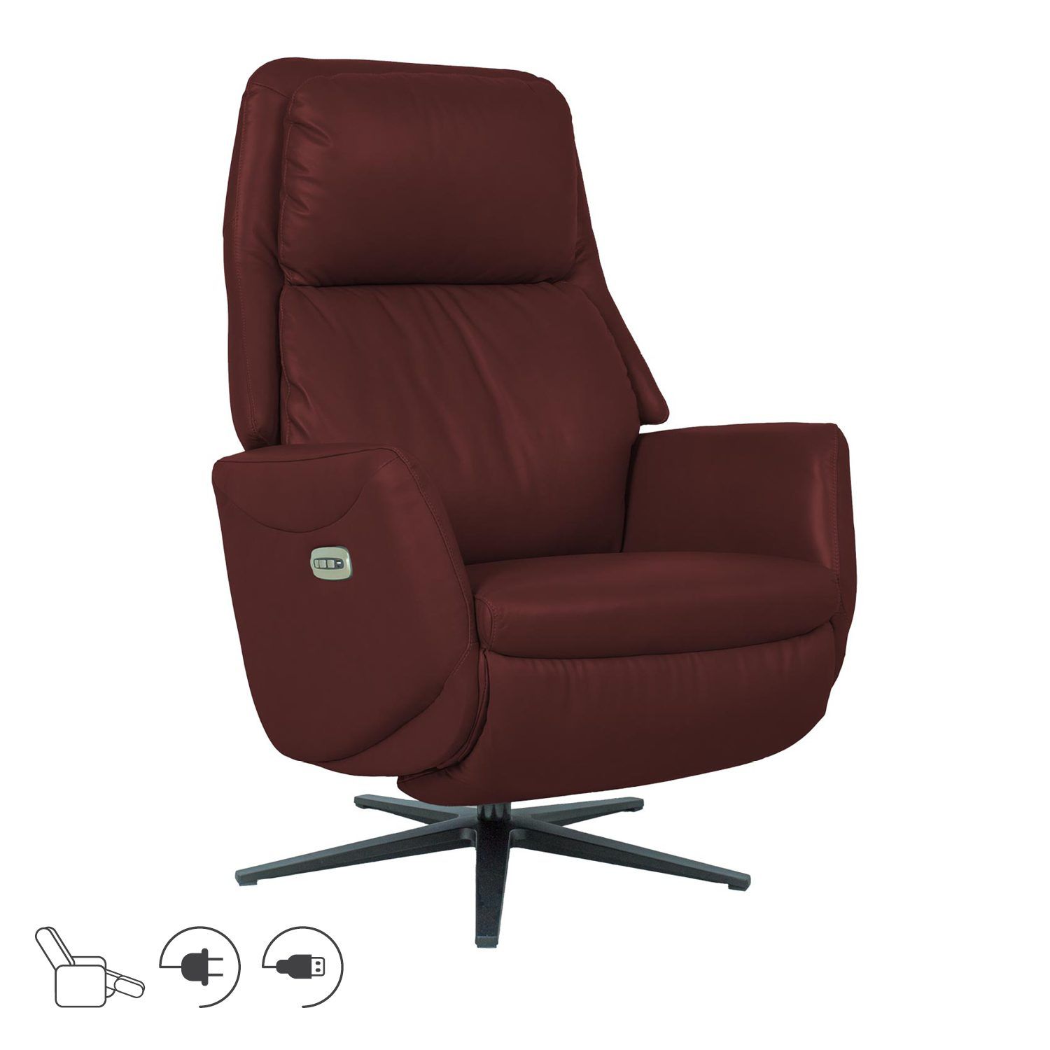 Recliner-nojatuoli Wikros sähköisellä mekanismilla - tummanpunainen