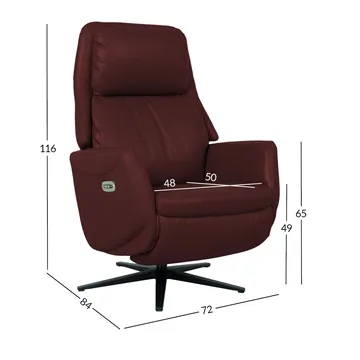 Recliner-nojatuoli Wikros sähköisellä mekanismilla - tummanpunainen - Huonekalut - Tuoli & nojatuoli - Nojatuoli & lepotuoli - Nojatuoli rahilla