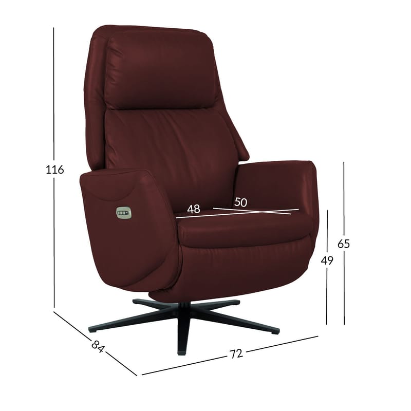 Recliner-nojatuoli Wikros sähköisellä mekanismilla - tummanpunainen - Huonekalut - Tuoli & nojatuoli - Nojatuoli & lepotuoli - Nojatuoli rahilla