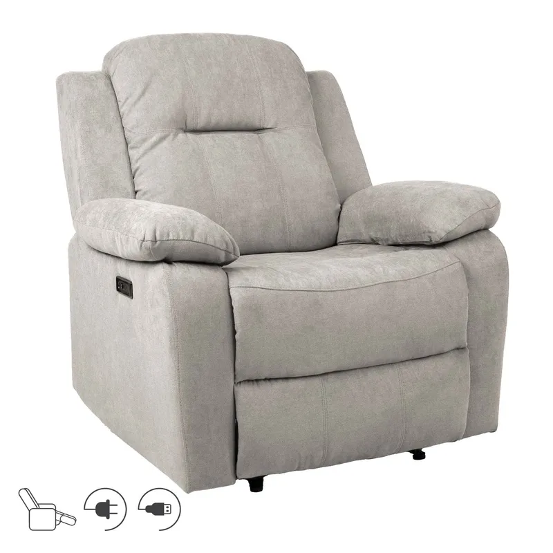 Recliner-nojatuoli Ylmark sähköisellä mekanismilla, Harmaa