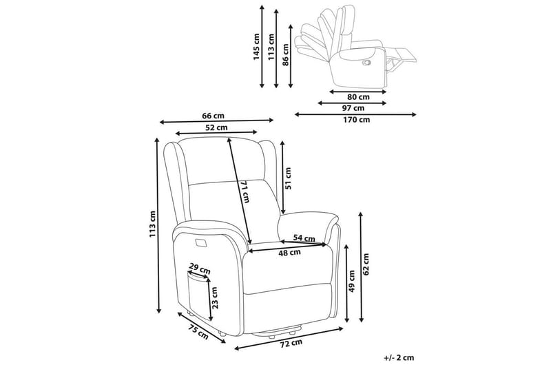 Sähkökäyttöinen nojatuoli Elegy - Valkoinen - Huonekalut - Tuoli & nojatuoli - Nojatuoli & lepotuoli - Makuutuoli & divaanituoli