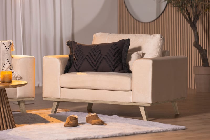 Copenhagen Nojatuoli Sametti - Beige - Huonekalut - Tuoli & nojatuoli - Nojatuoli & lepotuoli - Samettinojatuoli