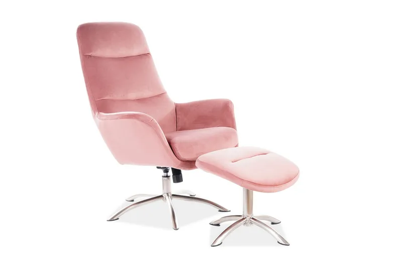 Samettinojatuoli jalkarahilla Hochheim Säädettävä, Antiikkiroosa/Hopea