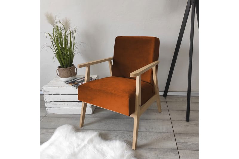 Nojatuoli Cali - Sametti/Ruskea - Huonekalut - Tuoli & nojatuoli - Nojatuoli & lepotuoli - Samettinojatuoli