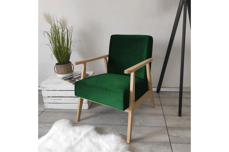 Nojatuoli Cali - Sametti/Vihreä - Huonekalut - Tuoli & nojatuoli - Nojatuoli & lepotuoli - Samettinojatuoli