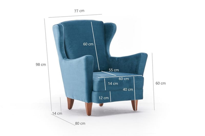 Nojatuoli Kiola - Sametti/Turkoosi/Luonnonväri - Huonekalut - Tuoli & nojatuoli - Nojatuoli & lepotuoli - Samettinojatuoli