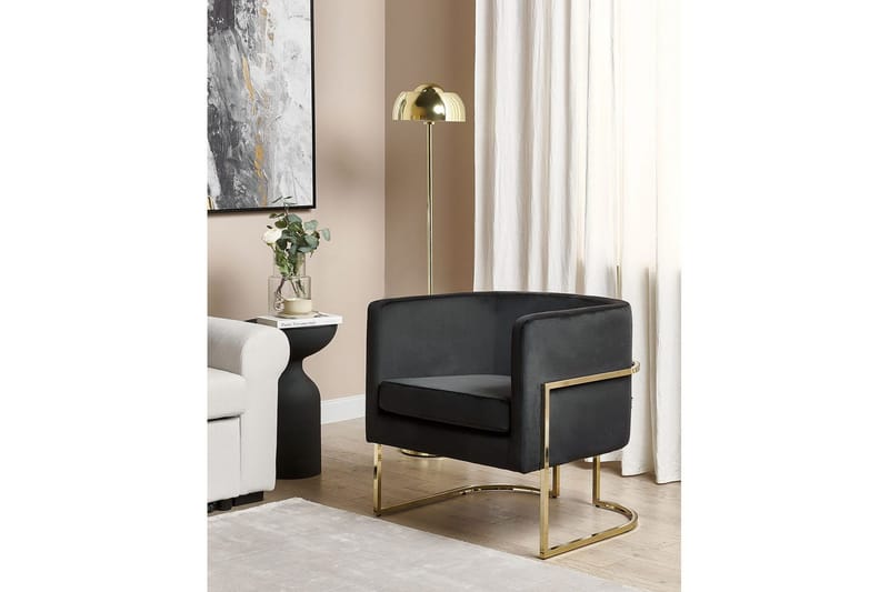 Nojatuoli Sirkka - Musta, kulta - Huonekalut - Tuoli & nojatuoli - Nojatuoli & lepotuoli