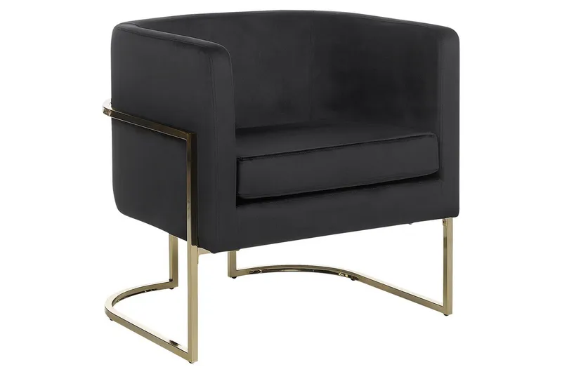 Nojatuoli Sirkka - Musta, kulta - Huonekalut - Tuoli & nojatuoli - Nojatuoli & lepotuoli