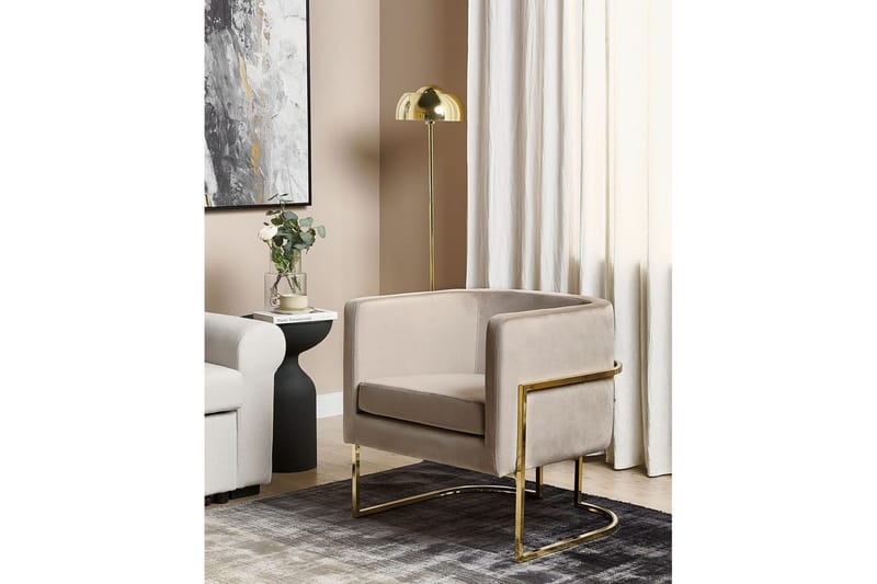 Nojatuoli Sirkka - Taupe, kulta - Huonekalut - Tuoli & nojatuoli - Nojatuoli & lepotuoli