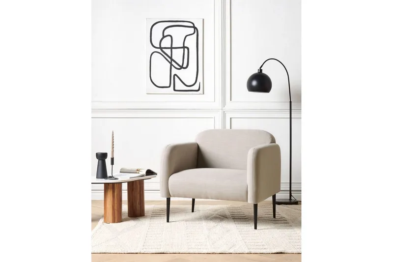 Nojatuoli Stouby - Taupe, musta - Huonekalut - Tuoli & nojatuoli - Nojatuoli & lepotuoli