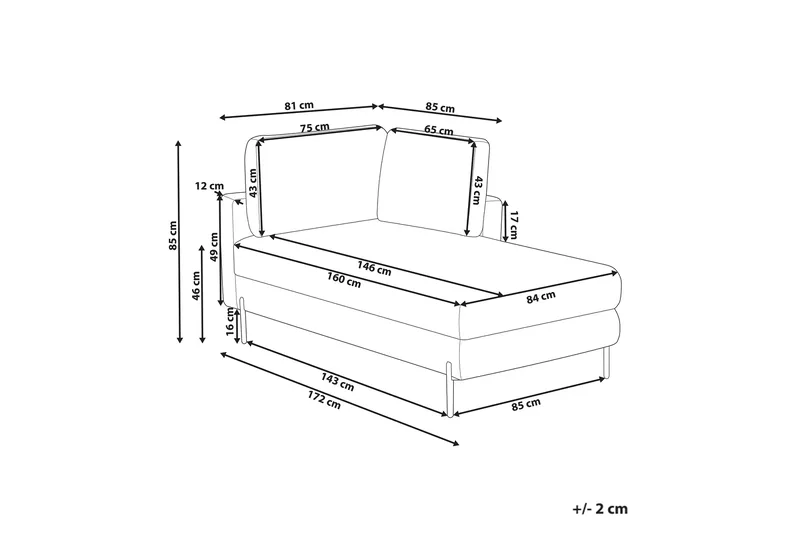 Toliman Lepotuoli 172 cm Vasemmalta - Ruskea/Musta - Huonekalut - Tuoli & nojatuoli - Nojatuoli & lepotuoli - Makuutuoli & divaanituoli