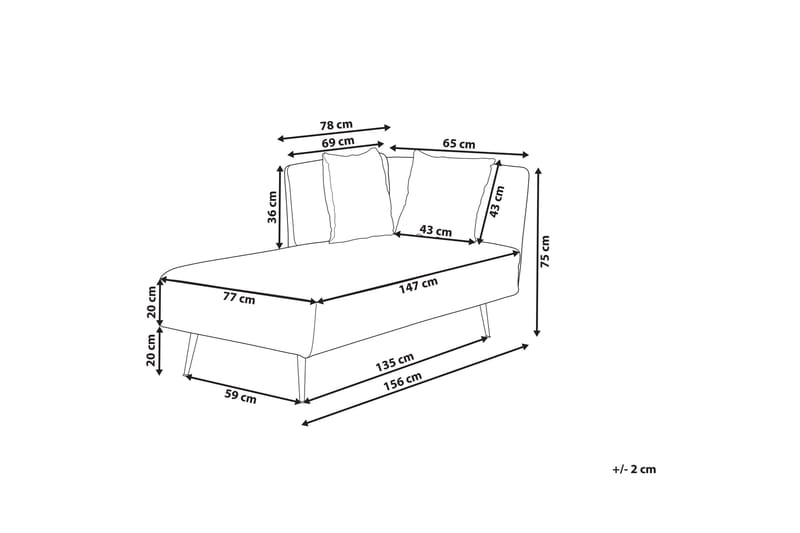 Toyoko Lepotuoli 156 cm Oikealta - Musta/Valkoinen - Huonekalut - Tuoli & nojatuoli - Nojatuoli & lepotuoli - Makuutuoli & divaanituoli