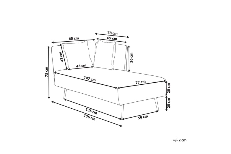 Toyoko Lepotuoli 156 cm Vasemmalta - Musta/Valkoinen - Huonekalut - Tuoli & nojatuoli - Nojatuoli & lepotuoli - Makuutuoli & divaanituoli