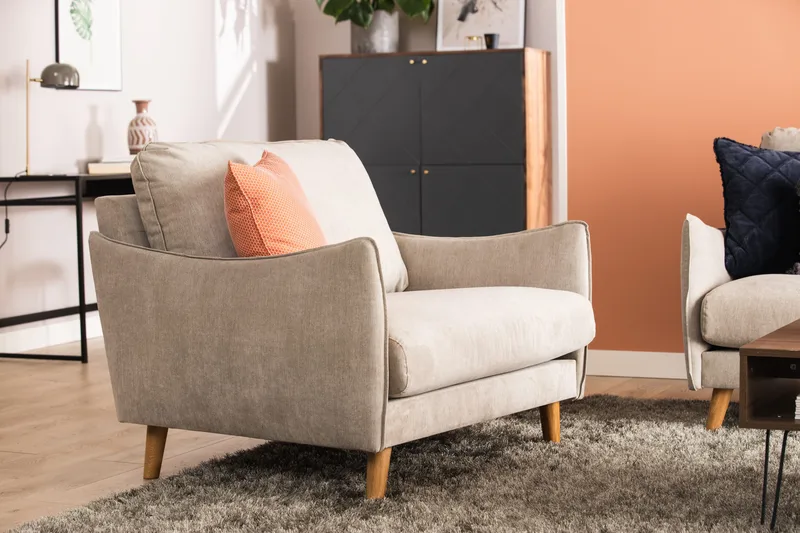 Trend Lyx Nojatuoli - Beige/Tammi - Huonekalut - Tuoli & nojatuoli - Nojatuoli & lepotuoli