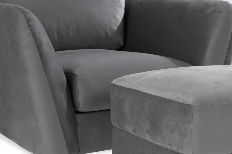 Trend Nojatuoli ja Rahi - Vaaleanharmaa - Huonekalut - Tuoli & nojatuoli - Nojatuoli & lepotuoli - Samettinojatuoli