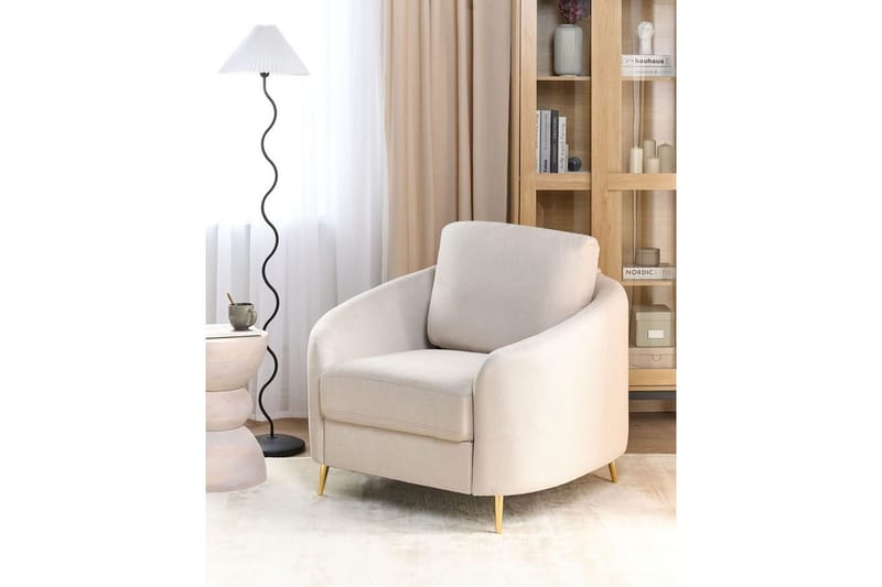 Nojatuoli Trosa - Beige, kulta - Huonekalut - Tuoli & nojatuoli - Nojatuoli & lepotuoli