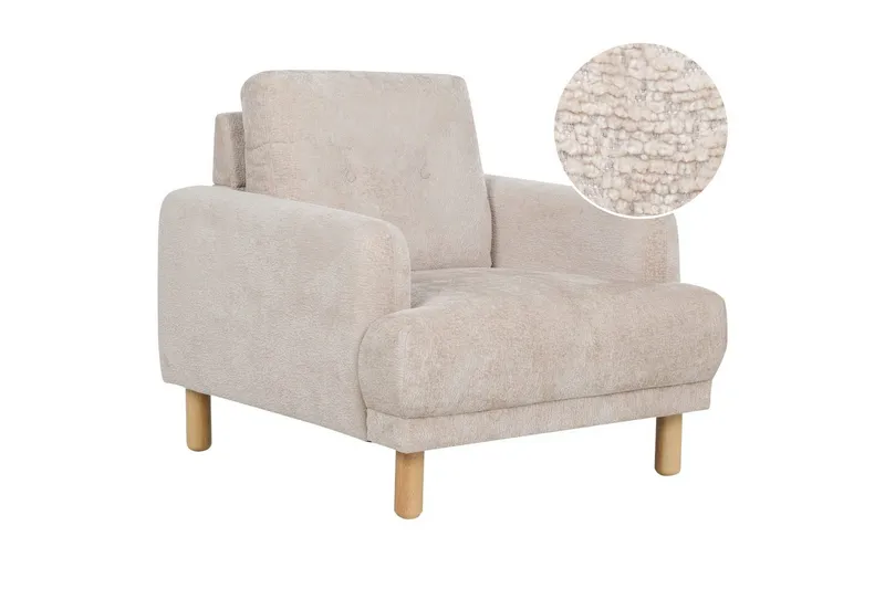 Beige, vaalea puu/Bouclé Nojatuoli Tuve
