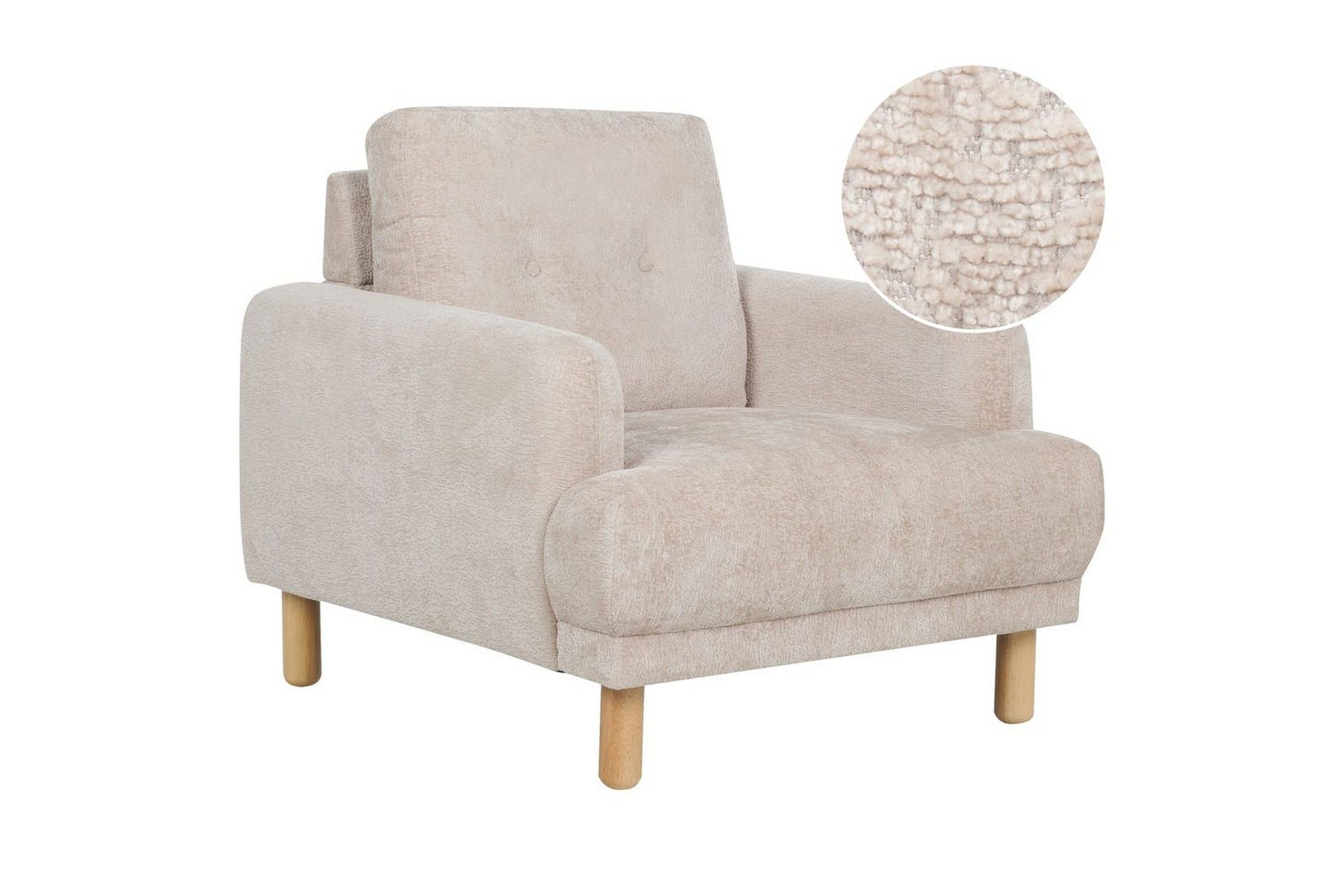Nojatuoli Tuve - Beige, vaalea puu/Bouclé