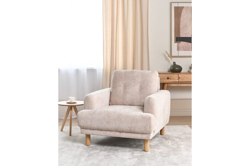Nojatuoli Tuve - Beige, vaalea puu/Bouclé - Huonekalut - Tuoli & nojatuoli - Nojatuoli & lepotuoli