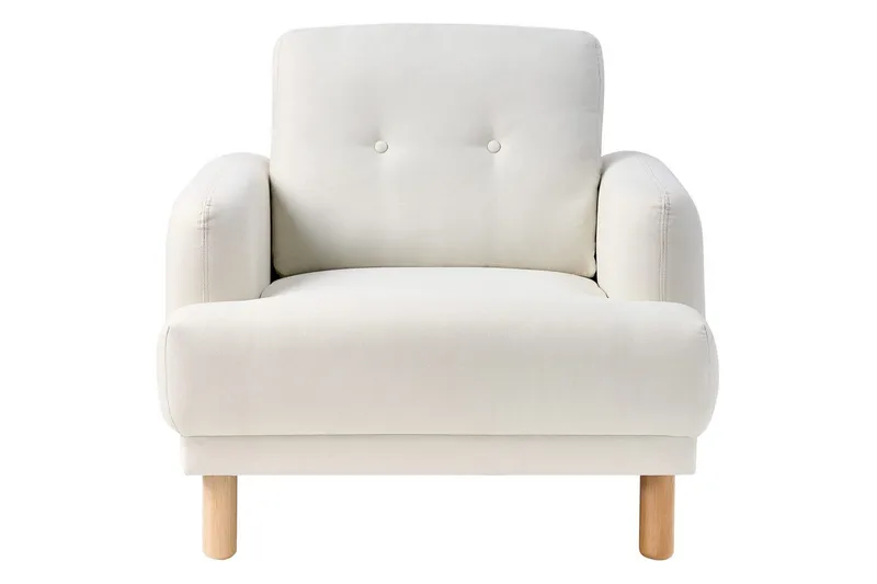 Nojatuoli Tuve - Valkoinen, vaalea puu/Polyesteri - Huonekalut - Tuoli & nojatuoli - Nojatuoli & lepotuoli