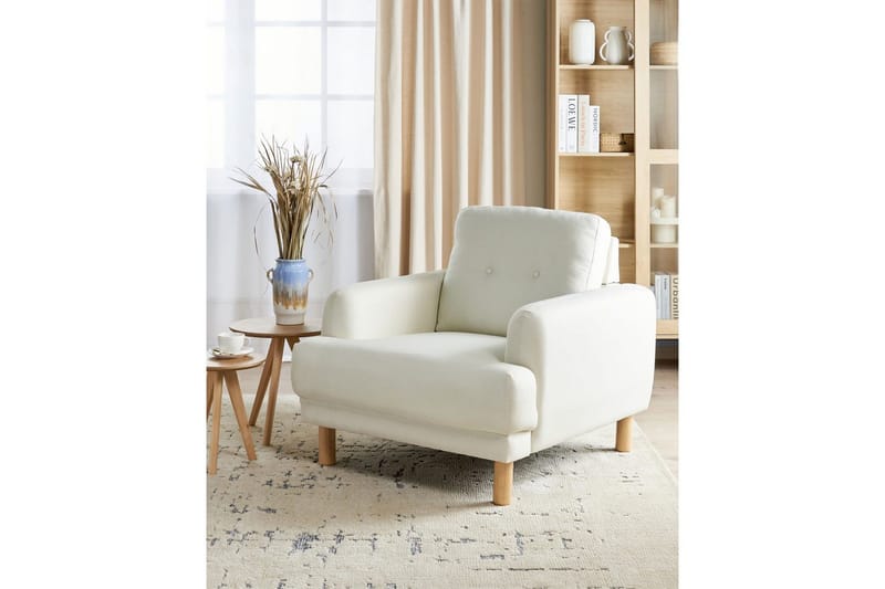 Nojatuoli Tuve - Valkoinen, vaalea puu/Polyesteri - Huonekalut - Tuoli & nojatuoli - Nojatuoli & lepotuoli