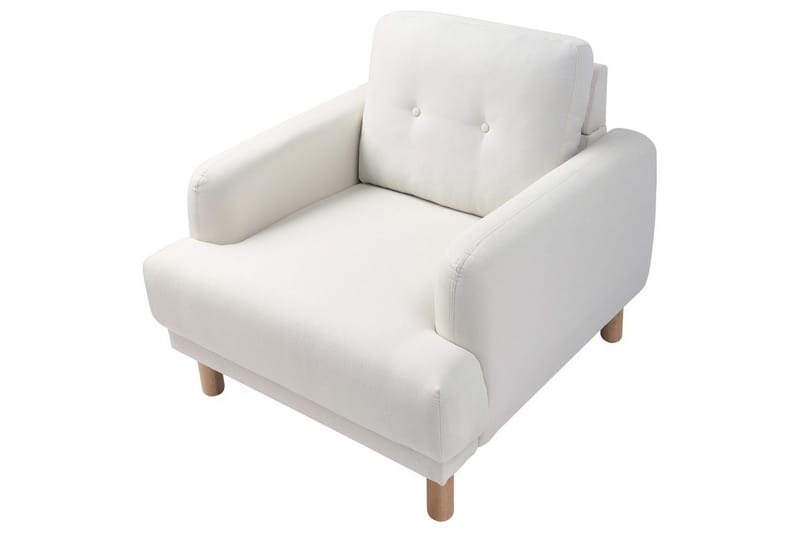 Nojatuoli Tuve - Valkoinen, vaalea puu/Polyesteri - Huonekalut - Tuoli & nojatuoli - Nojatuoli & lepotuoli