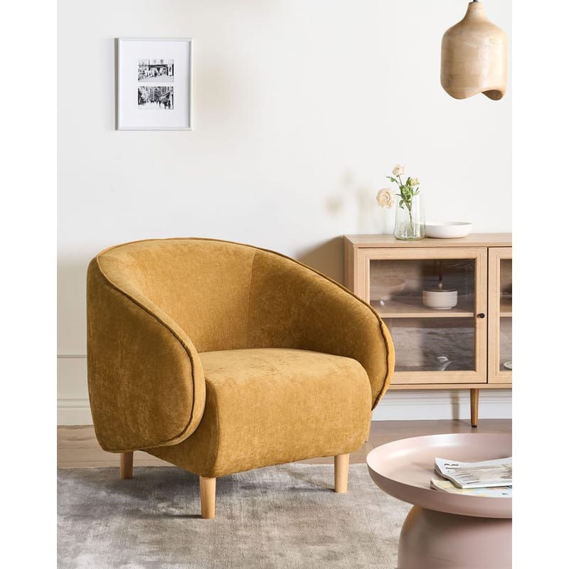 Nojatuoli Umea - Keltainen, vaalea puu - Huonekalut - Tuoli & nojatuoli - Nojatuoli & lepotuoli