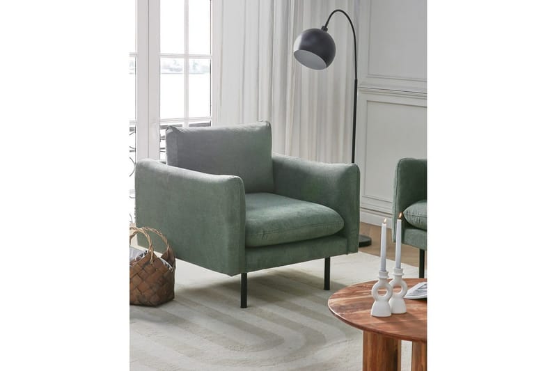 Nojatuoli Vinterbro - Vihreä, musta/Polyesteri, Vihreä, Musta/Polyesteri - Huonekalut - Tuoli & nojatuoli - Nojatuoli & lepotuoli