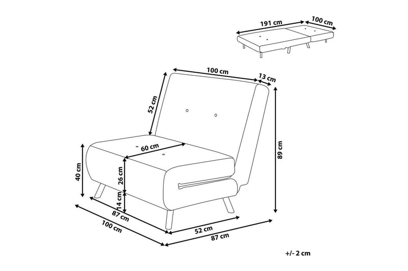 Vuodesohva Farris - Vihreä, hopea - Huonekalut - Tuoli & nojatuoli - Nojatuoli & lepotuoli - Vuodetuoli