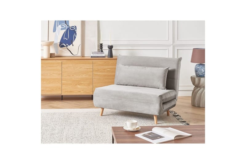 Vuodesohva Setten - Harmaa, vaalea puu - Huonekalut - Tuoli & nojatuoli - Nojatuoli & lepotuoli - Vuodetuoli