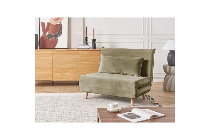 Vuodesohva Setten - Vihreä, vaalea puu - Huonekalut - Tuoli & nojatuoli - Nojatuoli & lepotuoli - Vuodetuoli