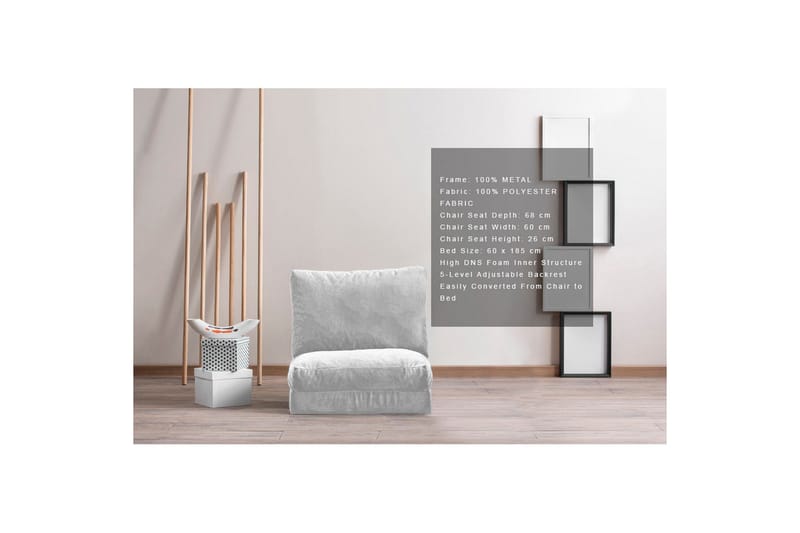 Vuodetuoli Florentine 60x185 cm - Harmaa - Huonekalut - Tuoli & nojatuoli - Nojatuoli & lepotuoli - Vuodetuoli