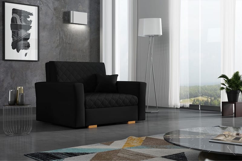 Vuodetuoli Hedensö Ruutukuvio - Sametti/Musta - Huonekalut - Tuoli & nojatuoli - Nojatuoli & lepotuoli - Vuodetuoli