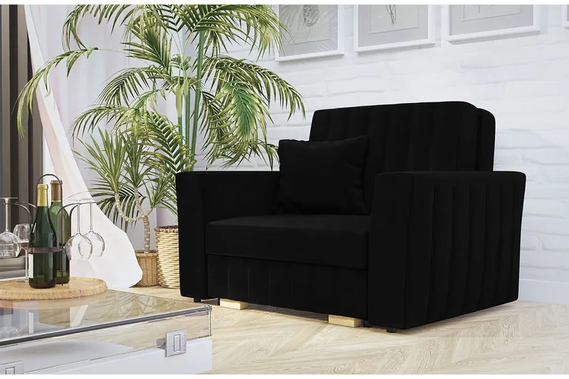 Vuodetuoli Mossared - Sametti/Musta - Huonekalut - Tuoli & nojatuoli - Nojatuoli & lepotuoli - Vuodetuoli