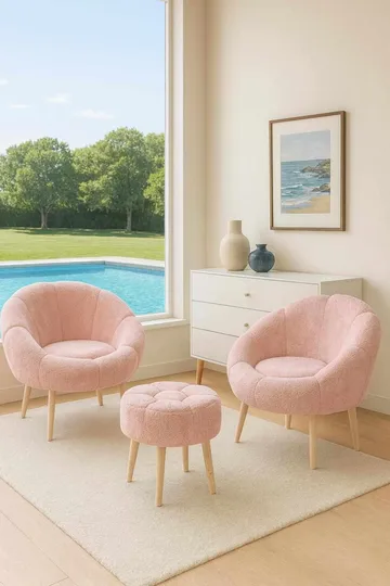 Wing Chair & Pouffe Set (3 Pieces) Atelier Del Sofa