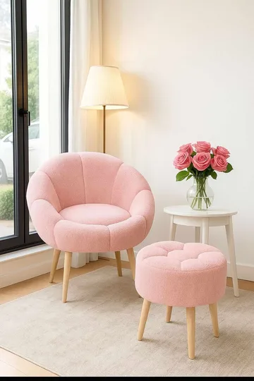 Wing Chair & Pouffe Set (2 Pieces) Atelier Del Sofa