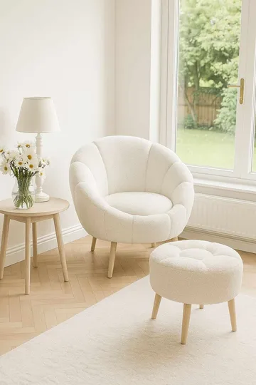 Wing Chair & Pouffe Set (2 Pieces) Atelier Del Sofa