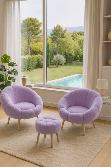 Wing Chair & Pouffe Set (3 Pieces) Atelier Del Sofa