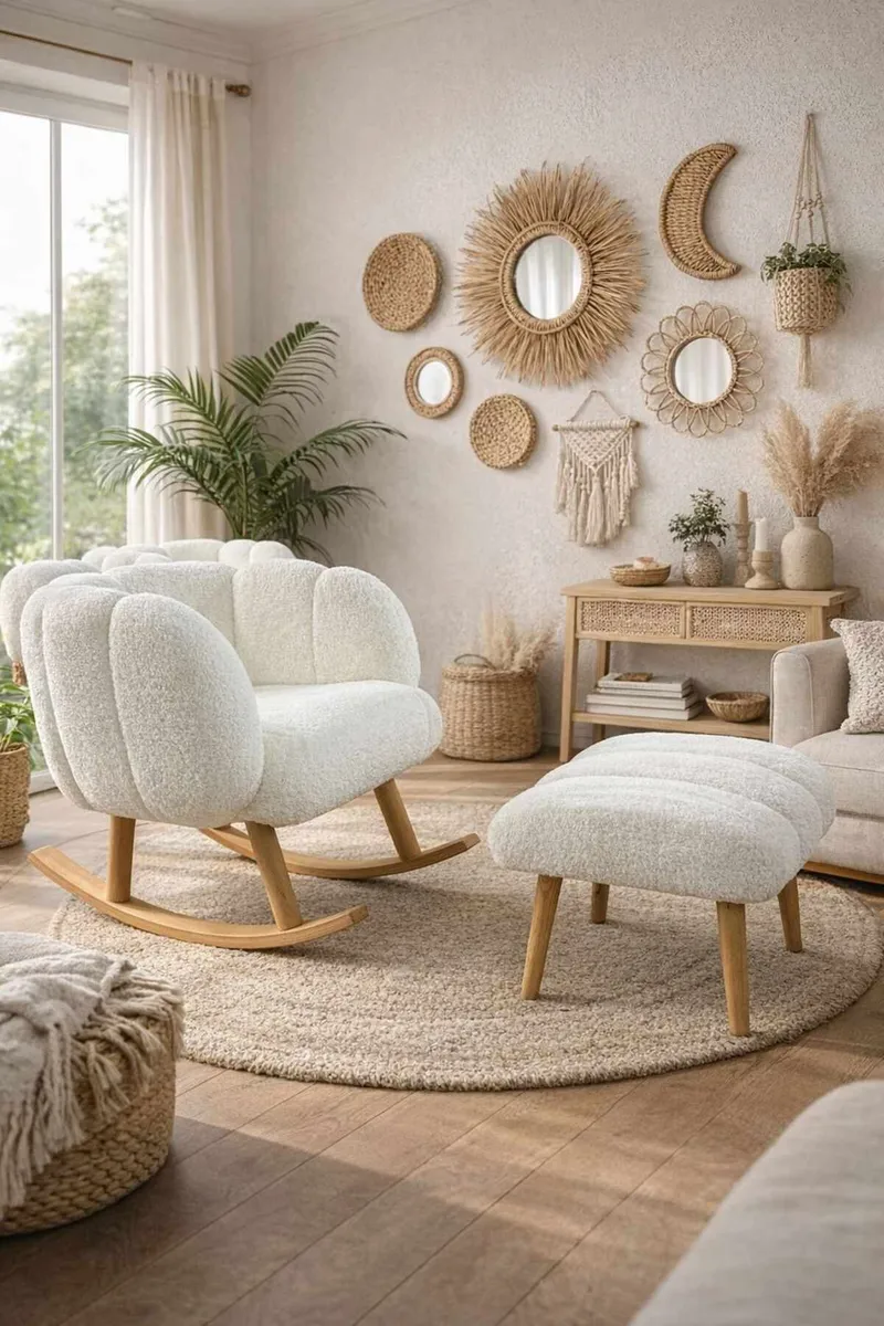 Wing Chair & Pouffe Set (2 Pieces) Atelier Del Sofa - Huonekalut - Tuoli & nojatuoli - Nojatuoli & lepotuoli