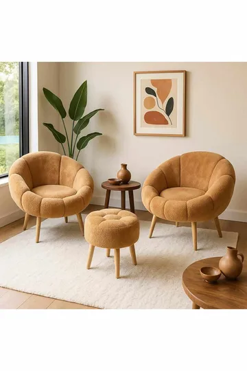 Wing Chair & Pouffe Set (3 Pieces) Atelier Del Sofa