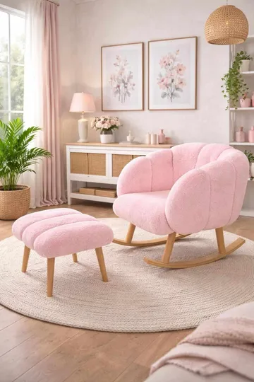Wing Chair & Pouffe Set (2 Pieces) Atelier Del Sofa